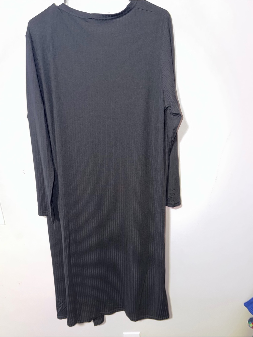 Long Open-Front Ribbed Cardigan - Black - Picture 10 of 12